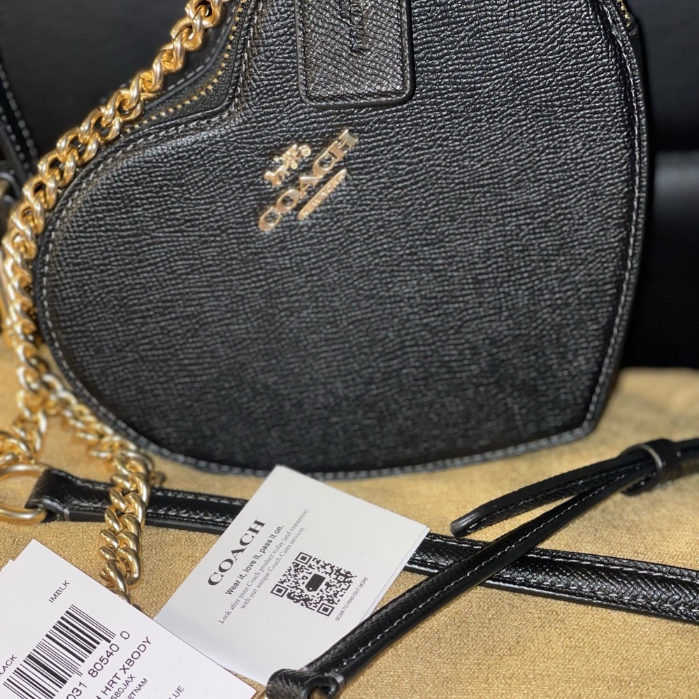 Coach Black Heart Crossbody Bag with Gold hardware